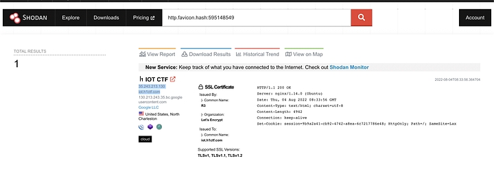 Using shodan Search Engine to detect site that have same favicon hashed